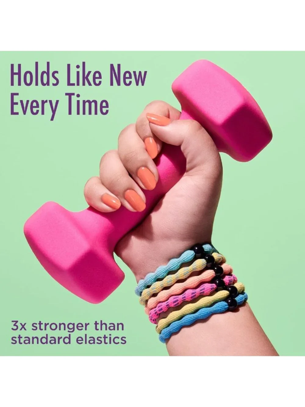 Damage-Free Neon Hair Ties - 10 Ct, Stronger Elastic Bands for All Hair Types
